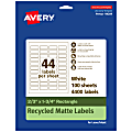 Avery® Recycled Paper Labels, 94209-EWMP100, Rectangle, 2/3" x 1-3/4", White, Pack Of 4400 1 thumbnail image