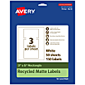 Avery® Recycled Paper Labels, 94213-EWMP50, Rectangle, 3" x 5", White, Pack Of 150