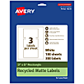 Avery® Recycled Paper Labels, 94213-EWMP100, Rectangle, 3" x 5", White, Pack Of 300