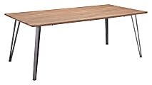 Zuo Modern Perpignan MDF And Steel Rectangle Dining Table, 29-15/16”H x 78-3/4”W x 39-7/16”D, Brown