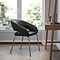 Flash Furniture Fusion Contemporary LeatherSoft™ Faux Leather Side Reception Chair With Chrome Legs, Black