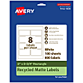 Avery® Recycled Paper Labels, 94240-EWMP100, Rectangle, 2" x 3-3/4", White, Pack Of 800 1 thumbnail image