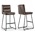 Glamour Home Aulani Upholstered Bar Stools With Puffy Cushions, Brown, Set Of 2 Stools, GHSTL1497 1 thumbnail image