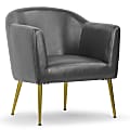 Glamour Home Avi Faux Leather Accent Chair With Metal Legs, Gray/Gold