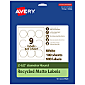 Avery® Recycled Paper Labels, 94502-EWMP100, Round, 2-1/2", White, Pack Of 900 1 thumbnail image