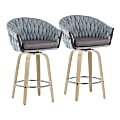 LumiSource Braided Matisse Counter Stools, Blue/Gray/Chrome/Natural, Set Of 2 Stools