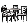 Baxton Studio Ariane Fabric And Finished Wood 5-Piece Dining Set, 29-15/16”H x 35-7/16”W x 35-7/16”D, Gray/Dark Brown 1 thumbnail image