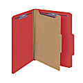 Smead® Pressboard Classification Folder with SafeSHIELD Fastener, 1 Divider, Letter Size, 100% Recycled, Bright Red