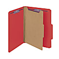 Smead® Pressboard Classification Folder with SafeSHIELD Fastener, 1 Divider, Letter Size, 100% Recycled, Bright Red 1 thumbnail image