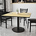 Flash Furniture Laminate Square Table Top With Round Table-Height Base, 31-1/8"H x 42"W x 42"D, Natural/Black