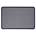 Quartet® Contour® Fabric Bulletin Board, 48" x 36", Plastic Frame With Light Blue/Navy Finish