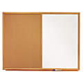 Quartet® Combination Non-Magnetic Melamine Dry-Erase/Cork Bulletin Board, 24" x 36", Oak Wood Frame