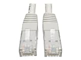 Tripp Lite Cat6 Cat5e Gigabit Molded Patch Cable RJ45 M/M 550MHz White 20ft - 1 x RJ-45 Male Network - 1 x RJ-45 Male Network - Gold Plated Contact - White