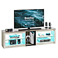 Bestier 63" Gaming TV Stand For 70" TV With Glass Shelves, 20-9/16”H x 63”W x 13-13/16”D, White Wash 1 thumbnail image