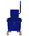 Alpine PVC Mop Bucket With Side Wringer, 36 Qt, 35"H x 15"W x 25"D, Blue