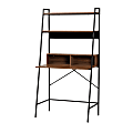 Baxton Studio Palmira 33”W Modern Industrial 33"W Writing Desk With Shelves, Walnut Brown/Black