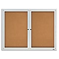 Quartet® Classic Enclosed Cork Bulletin Board, 48" x 36", Aluminum Frame With Silver Finish