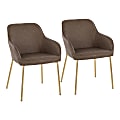 LumiSource Daniella Contemporary Dining Chairs, Espresso/Gold, Set Of 2 Chairs