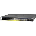Netgear M4300 48x1G PoE+ Stackable Managed Switch with 2x10GBASE-T and 2xSFP+ (1;000W PSU) - 50 Ports - Manageable - 10 Gigabit Ethernet, Gigabit Ethernet - 10GBase-T, 10GBase-X, 1000Base-T - 3 Layer Supported - Modular - Power Supply