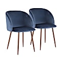 LumiSource Fran Accent/Dining Chairs, Blue/Walnut, Set Of 2 Chairs