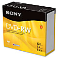 Sony DVD Rewritable Media - DVD-RW - 2x - 4.70 GB - 10 Pack - 120mm - 2 Hour Maximum Recording Time