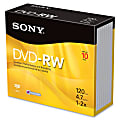 Sony DVD Rewritable Media - DVD-RW - 2x - 4.70 GB - 10 Pack - 120mm - 2 Hour Maximum Recording Time 1 thumbnail image