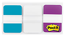 Post-it® Durable Filing Tabs, 1" x 1 1/2", Assorted Colors, 22 Flags Per Pad, Pack Of 3 Pads