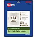 Avery® Recycled Paper Labels, 94503-EWMP100, Round, -1/2" diameter, White, Pack Of 15400 1 thumbnail image