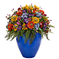 Nearly Natural Mixed 24”H Artificial Giant Floral Arrangement With Blue Vase, 24”H x 22”W x 22”D, Multicolor