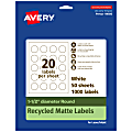 Avery® Recycled Paper Labels, 94506-EWMP50, Round, 1-1/2" diameter, White, Pack Of 1000 1 thumbnail image