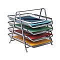 Mind Reader 4-Tier Desktop Organizer Paper Tray, 12-1/2”H x 13-3/4”W x 11-3/4”D, Silver 1 thumbnail image
