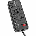 Eaton Tripp Lite Series 8-Outlet Surge Protector Power Strip with 2 USB Ports (2.1A Shared) - 8 ft. Cord, 1200 Joules, Tel/Modem, Black - TLP88TUSBB 1 thumbnail image