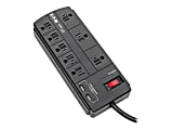 Tripp Lite 8-Outlet Surge Protector Power Strip with 2 USB Ports (2.1A Shared) - 8 ft. Cord, 1200 Joules, Black - Surge protector - 15 A - AC 120 V - 1875 Watt - output connectors: 8 - 8 ft cord - black