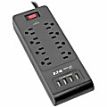 Eaton Tripp Lite Series Surge Protector Power Strip 8-Outlets 4 USB Ports 6ft Cord Black - Surge protector - TLP864USBB 1 thumbnail image
