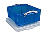 Really Useful Box Plastic Storage Container With Built In Handles And Snap  Lid 32 Liters 95percent Recycled 19 x 14 x 12 Black - Office Depot
