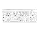 Man & Machine Low Profile Premium Waterproof Disinfectable Keyboard - Cable Connectivity - USB Interface - English, French - Computer - PC, Mac - Industrial Silicon Rubber Keyswitch - White
