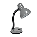 Creekwood Home Essentix Metal Desk Lamp W/ Flexible Gooseneck, 14-1/4"H, Gray Shade/Gray Base