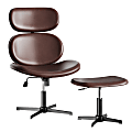Bestier Swivel Accent Chair With Ottoman, Faux Leather, Dark Brown 1 thumbnail image