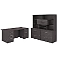 Bush Business Furniture Office 500 72"W Executive Desk With Lateral File Cabinets And Hutch, Storm Gray, Premium Installation