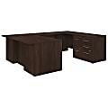 Bush Business Furniture Office 500 72"W U-Shaped Executive Desk With Drawers, Black Walnut, Premium Installation