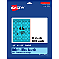 Avery® Printable Labels With Sure Feed® Technology, 94749-BBP40, Barbell, 1/2" x 2-1/2", Matte Bright Blue, Pack of 1800 1 thumbnail image