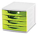 CEP Origins Plastic 4-Drawer Desktop Sorting Module, 10 7/16" x 11 13/16" x 14 1/2", White/Green 1 thumbnail image