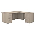 Bush Business Furniture Office 500 72"W L-Shaped Executive Desk With Drawers, Sand Oak, Premium Installation