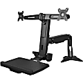 StarTech.com Sit Stand Dual Monitor Arm - Desk Mount Standing Computer Workstation 24" Displays - Adjustable Stand Up Arm w/ Keyboard Tray 1 thumbnail image