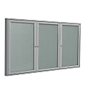 Ghent 3 Door Enclosed Vinyl Bulletin Board, Satin Aluminum Frame, 48"H x 72"W, Silver 1 thumbnail image