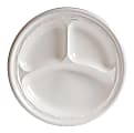 Dart 3-sect Disposable Plastic Dinnerware Plate - 10" Diameter Dinner Plate - Plastic - Disposable - White - 500 Piece(s) / Carton