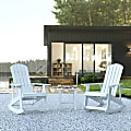 Flash Furniture Set of 2 Savannah Commercial Grade All-Weather Poly Resin Wood Adirondack Rocking Chairs with Side Table in White 1 thumbnail image