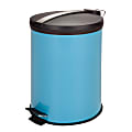 Honey-Can-Do Steel Step Trash Can, 3.2 Gallons, Blue/Stainless Steel