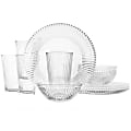 Gibson Home Clearview Stripe Dinnerware Set, Clear