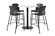 KFI Studios Proof Bistro Round Pedestal Table With Imme Barstools, 4 Barstools, 36", Designer White/Black/Black Stools 1 thumbnail image